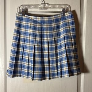 SHEIN Blue and White Plaid Mini Skirt